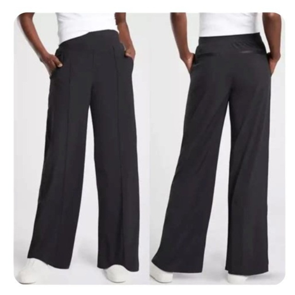 Athleta Nolita Wide Leg Pants Womens 4 Black Stretch Business Casual Travel